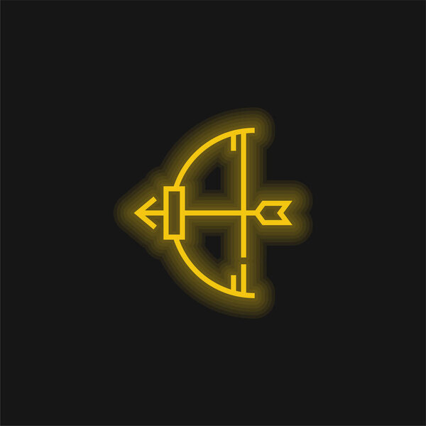 Archery yellow glowing neon icon