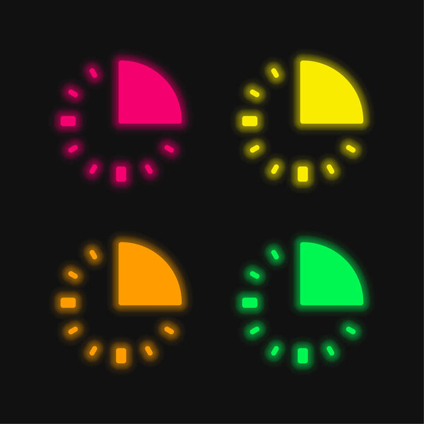 15 Minutes four color glowing neon vector icon