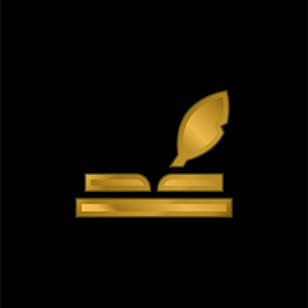 Book gold plated metalic icon or logo vector