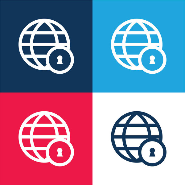 Доступ Потерянный синий и красный четыре цвета минимальный набор значков