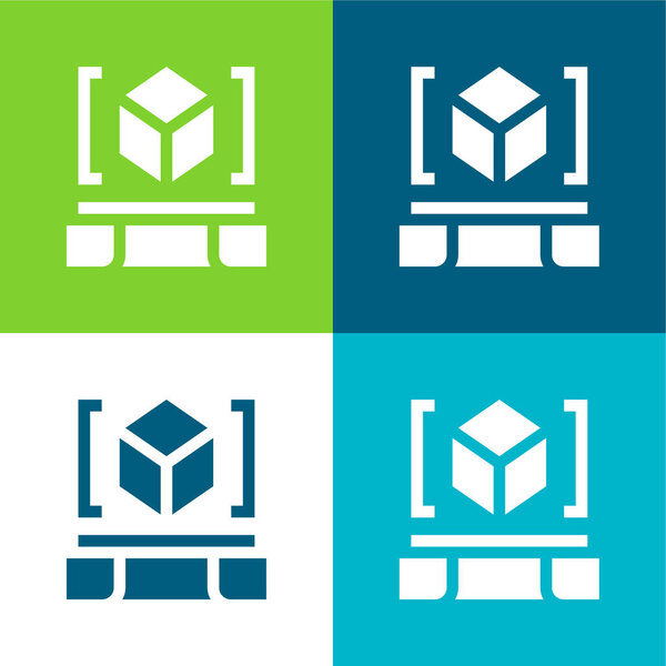 3d сканер плоский четырехцветный минимальный набор значков