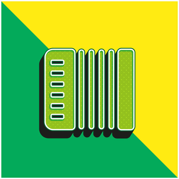 Acordeon Green and yellow modern 3d vector icon logo