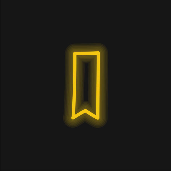 Bookmark Hand Drawn Outline yellow glowing neon icon
