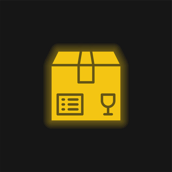 Box yellow glowing neon icon