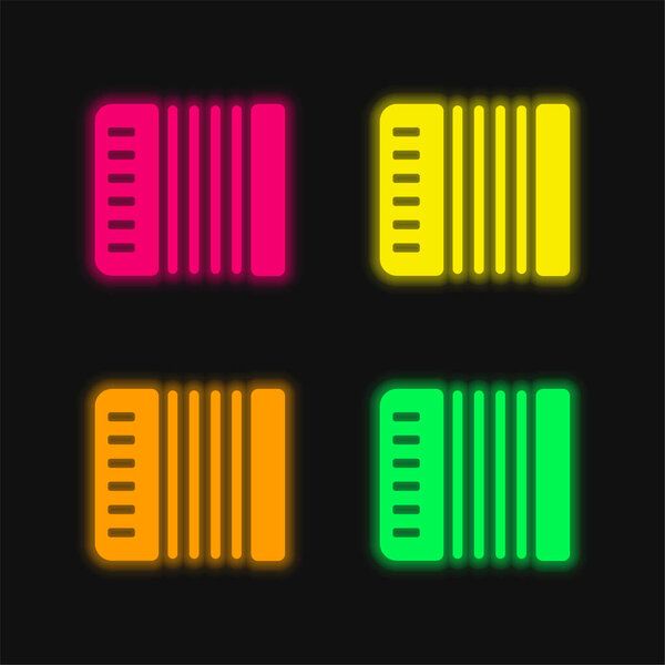 Acordeon four color glowing neon vector icon