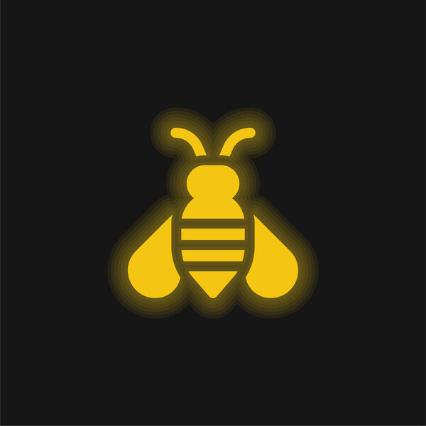 Bee yellow glowing neon icon