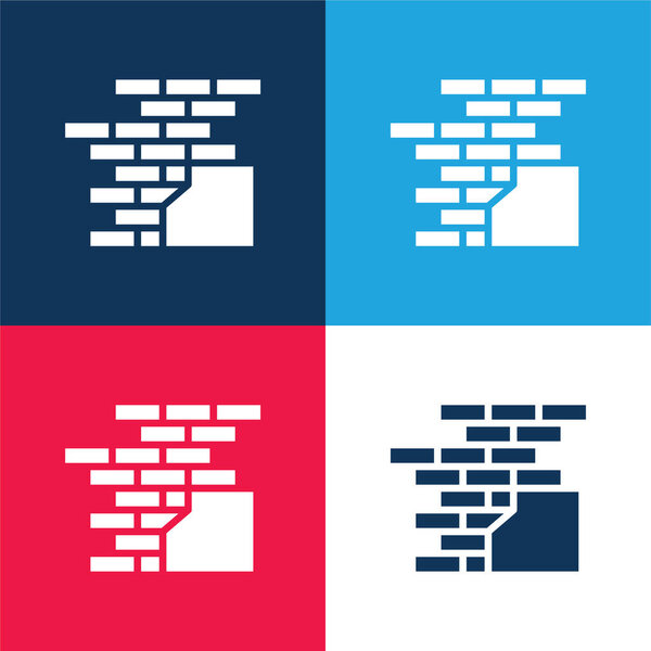 Brick blue and red four color minimal icon set