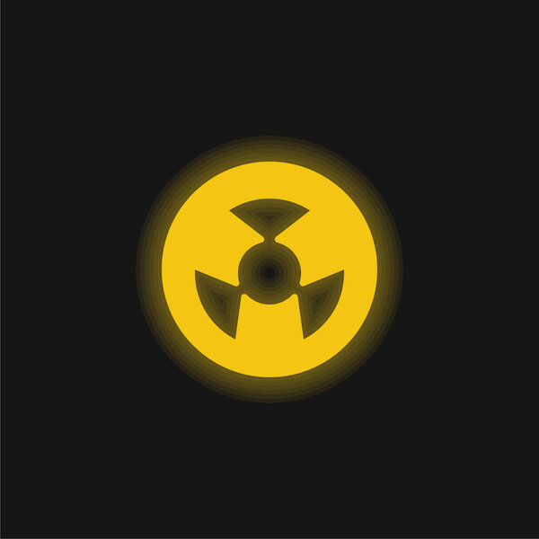 Atomic Symbol yellow glowing neon icon