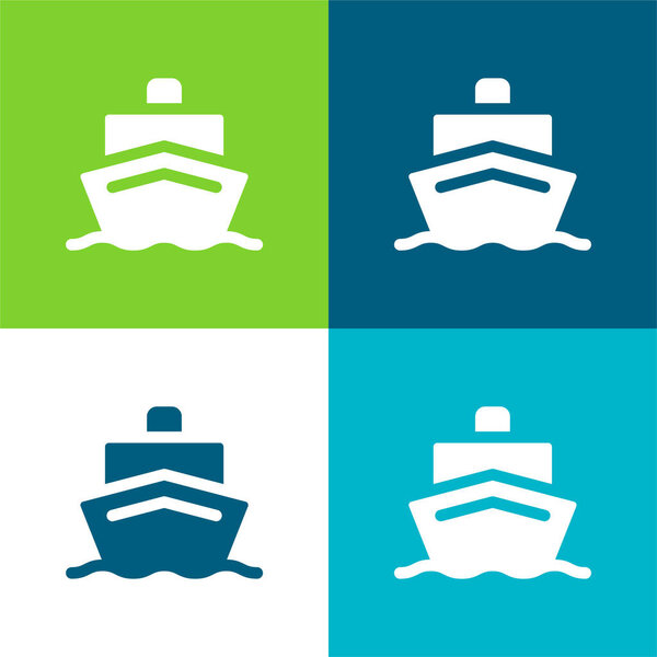 Boat Flat four color minimal icon set