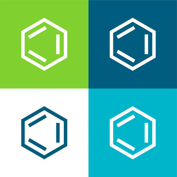 Benzene Flat четырехцветный минимальный набор значков