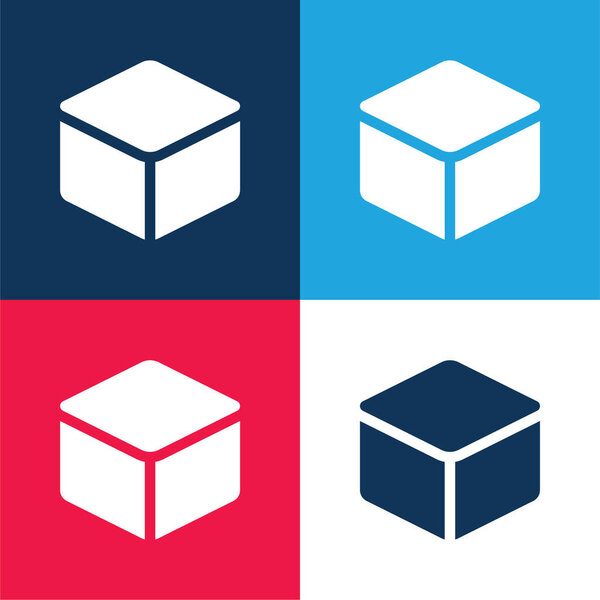 3d blue and red four color minimal icon set
