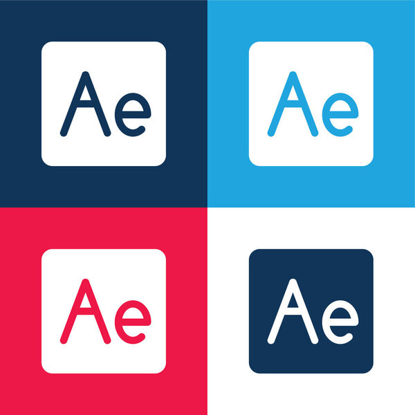 After Effects blue and red four color minimal icon set