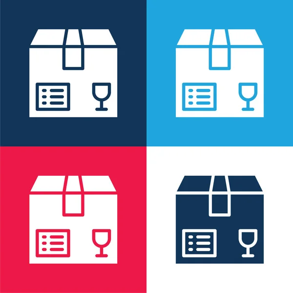 Box Blue Red Four Color Minimal Icon Set — Stock Vector