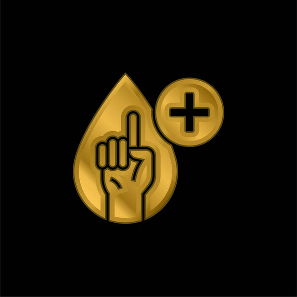 Blood Test gold plated metalic icon or logo vector