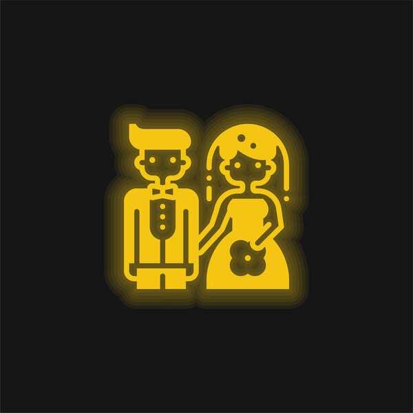 Жёлтый светящийся неоновый значок