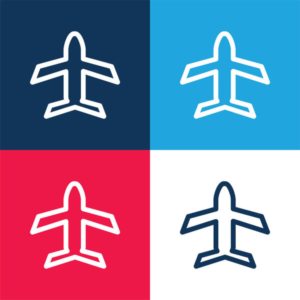 Контур самолета Указание вверх синий и красный четыре цвета минимальный набор значков