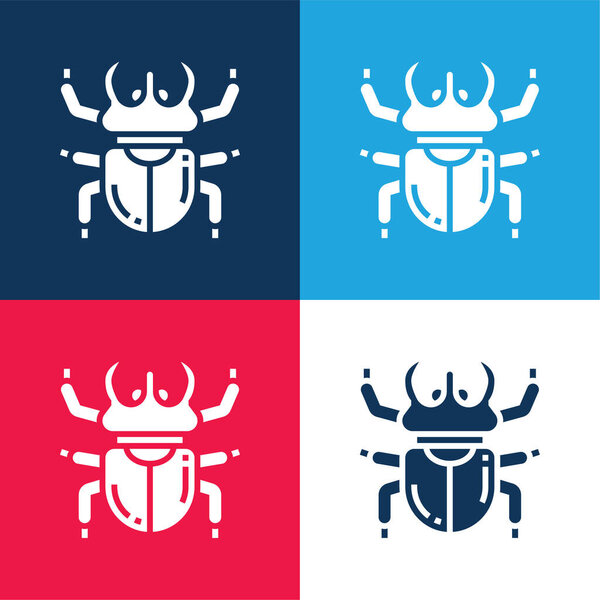 Beetle blue and red four color minimal icon set