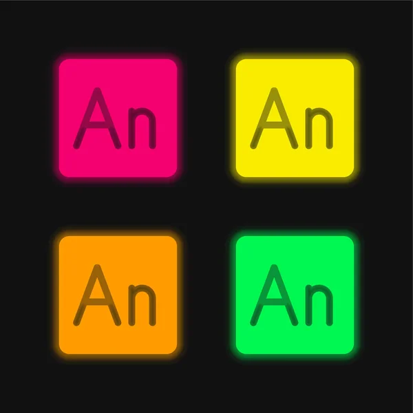 Animate Four Color Glowing Neon Vector Icon — Stock Vector