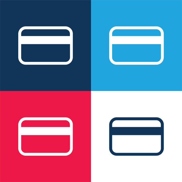 Большая кредитная карта синий и красный четыре цвета минимальный набор значков