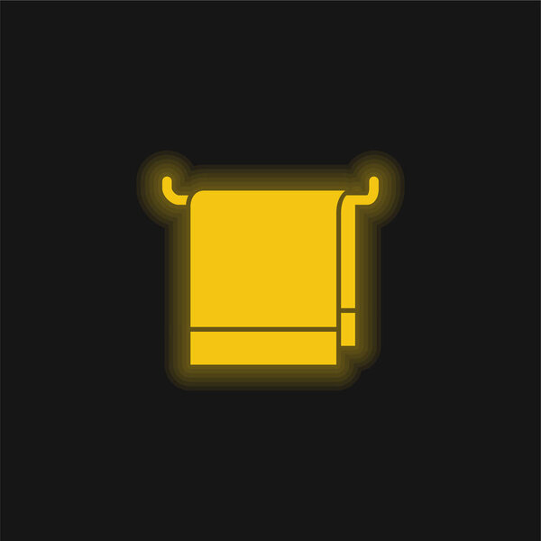 Bathroom Towel yellow glowing neon icon