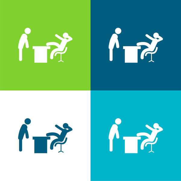 Boss Office Flat Conjunto Iconos Mínimo Cuatro Colores — Vector de stock
