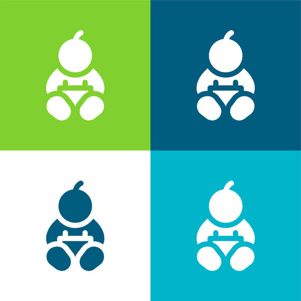 Baby Boy Flat четырехцветный минимальный набор значков