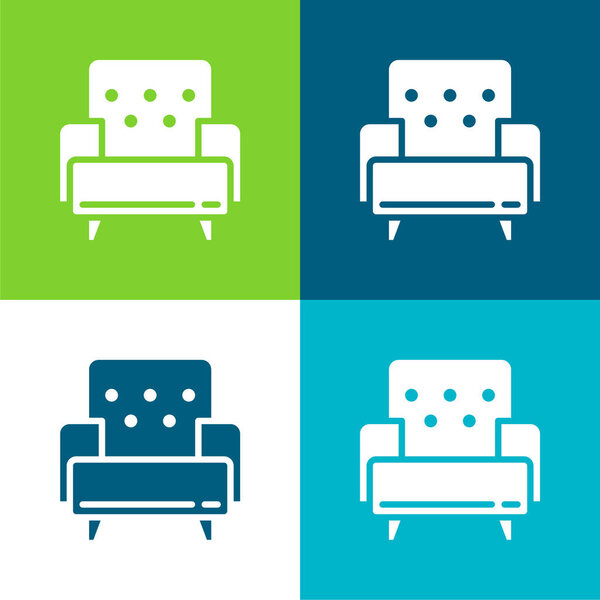 Armchair Flat four color minimal icon set