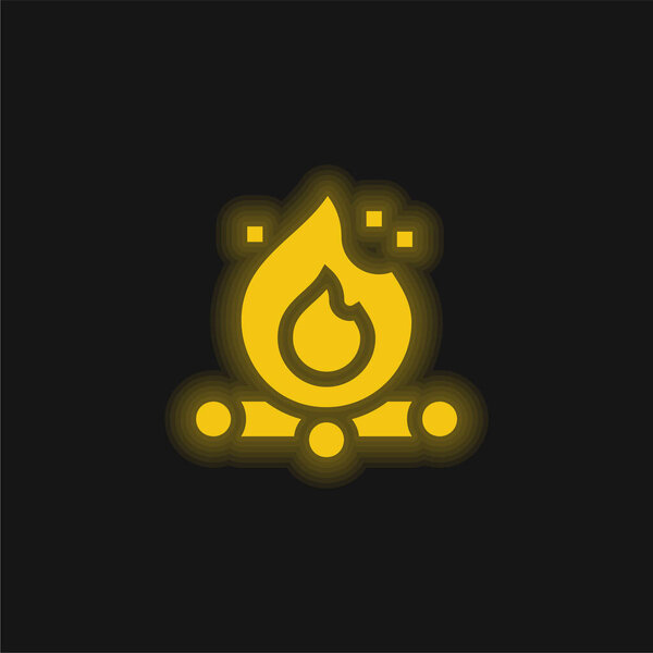 Bonfire yellow glowing neon icon