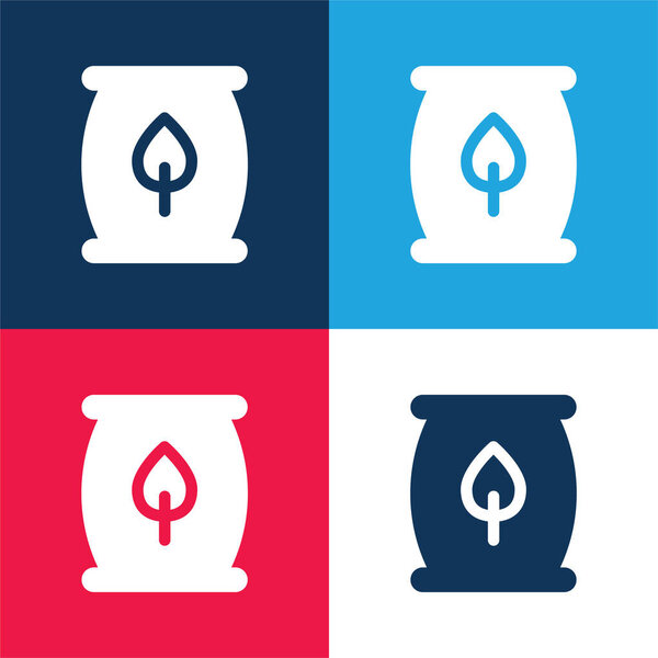 Biomass Energy blue and red four color minimal icon set