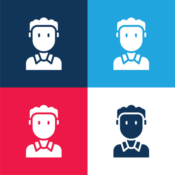 Boy blue and red four color minimal icon set