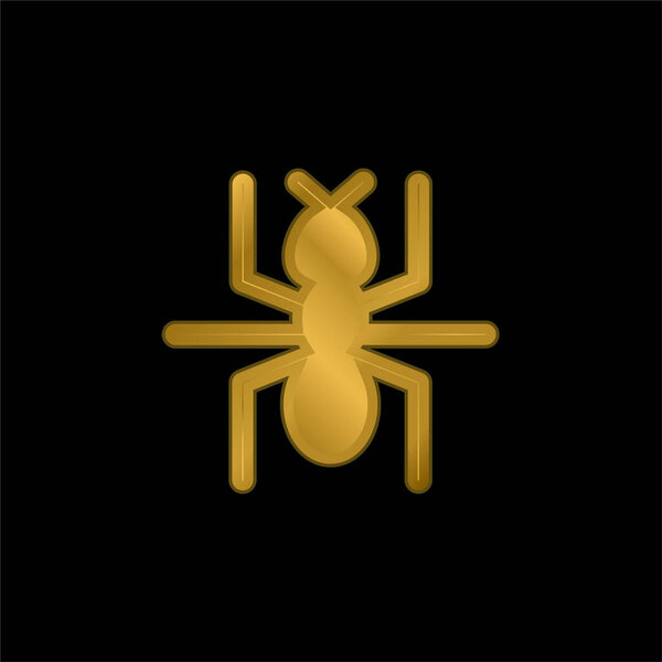 Ant gold plated metalic icon or logo vector