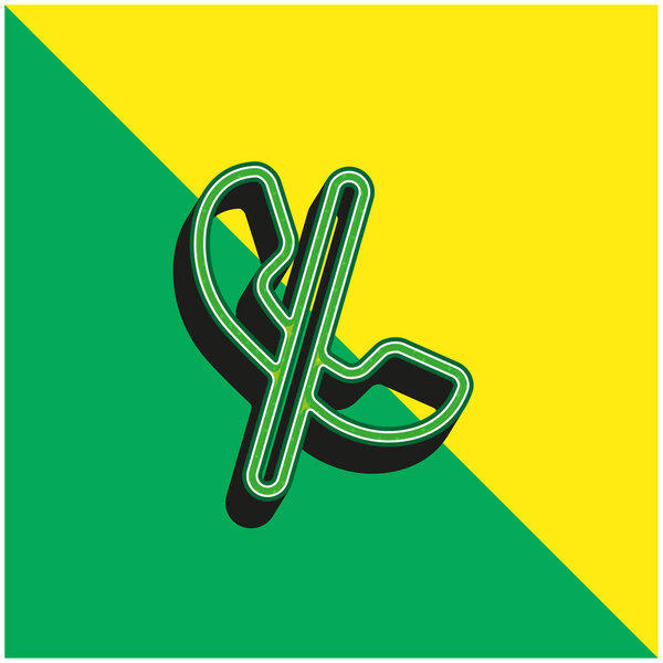 Auricular Blocked Call Sign With A Slash Green and yellow modern 3d vector icon logo
