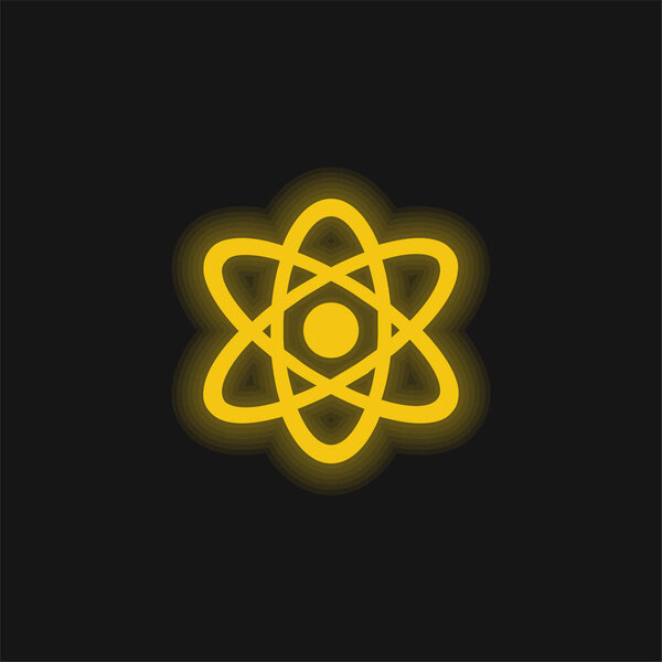 Atom yellow glowing neon icon