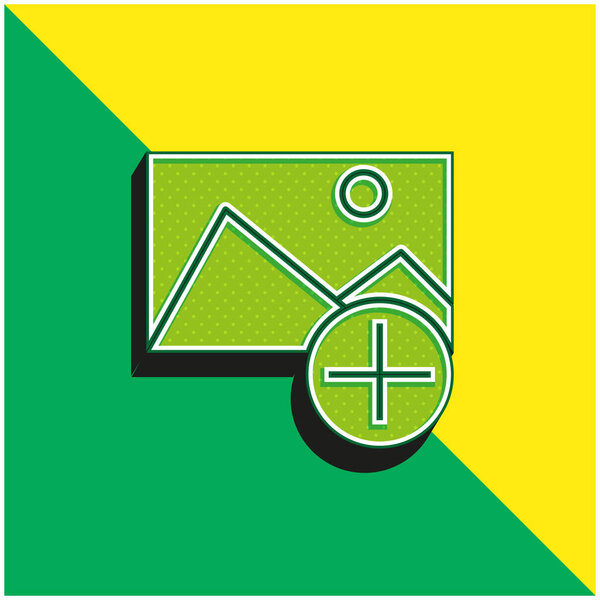 Добавить зеленый и желтый современный трехмерный векторный логотип