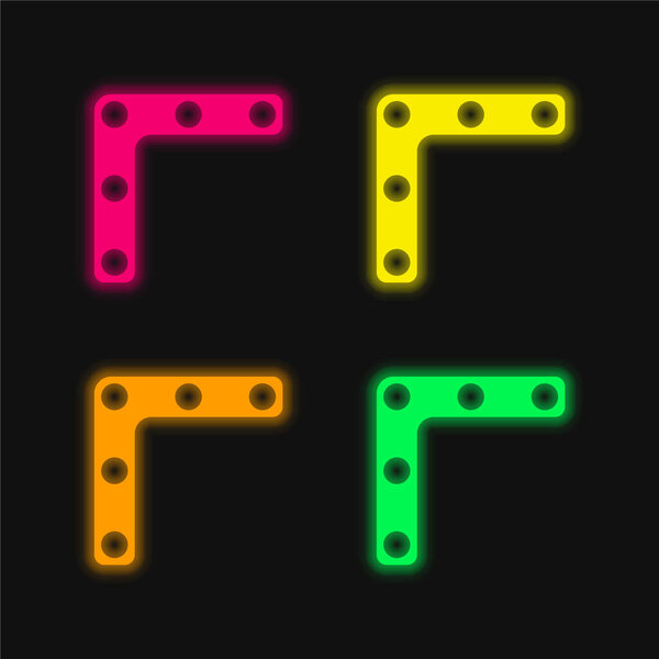 Четвероцветный светящийся неоновый вектор