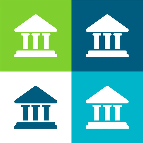 Bank Building Set Icone Minimali Quattro Colori — Vettoriale Stock