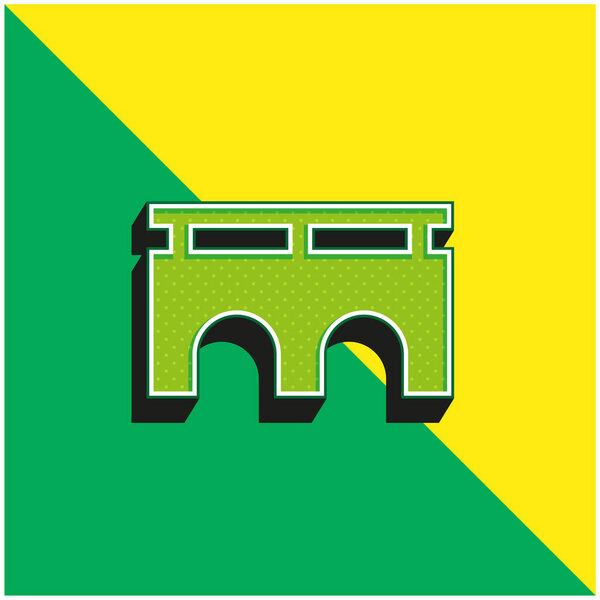 Bridge Green and yellow modern 3d vector icon logo