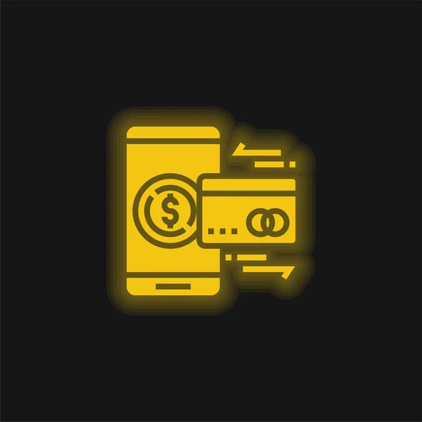 Ikona Žlutého Zářícího Neonu Účtu — Stockový vektor