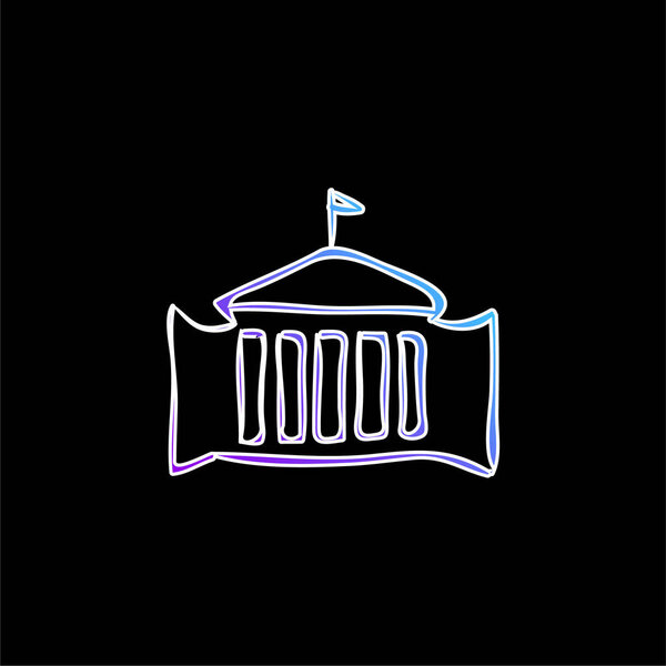 Административное здание с рисунком контура синим градиентным вектором