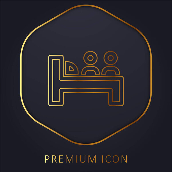 Bed For Two Persons golden line premium logo or icon