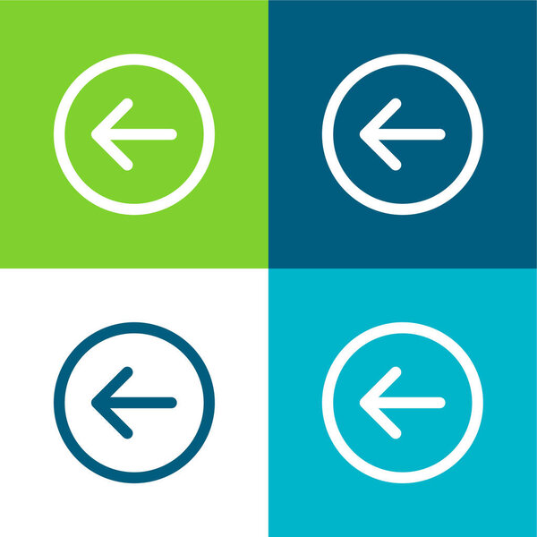 Back Button Flat four color minimal icon set
