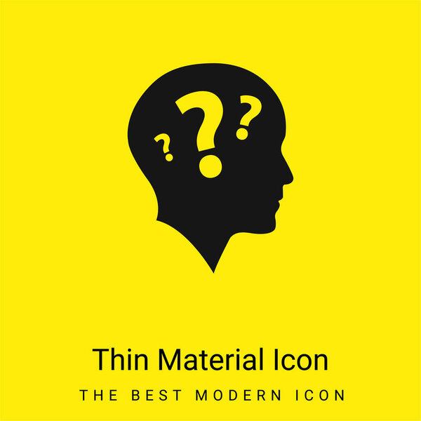 Bald Head Side View With Three Question Marks minimal bright yellow material icon