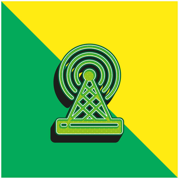 Антенна Зеленый и желтый современный трехмерный векторный логотип