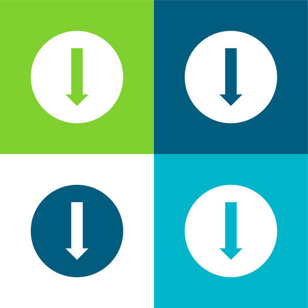 Стрелка, указывающая на падение плоского четырехцветного минимального набора значков