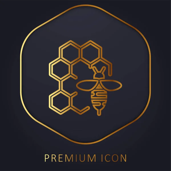 Апитерапия Золотой Линии Премиум Логотип Икона — стоковый вектор