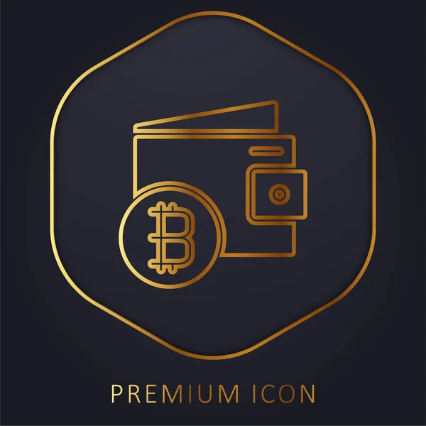 Bitcoin Portefeuille Ligne Logo Premium Icône — Image vectorielle