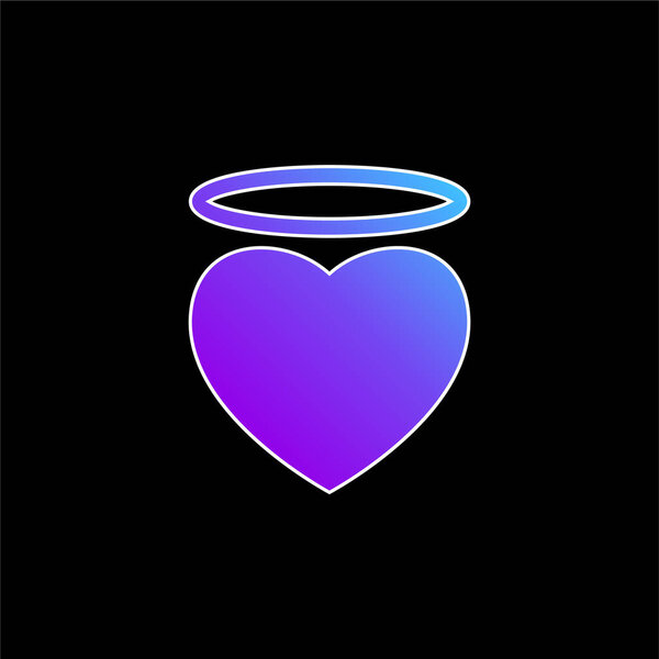 Angel Heart With An Halo blue gradient vector icon