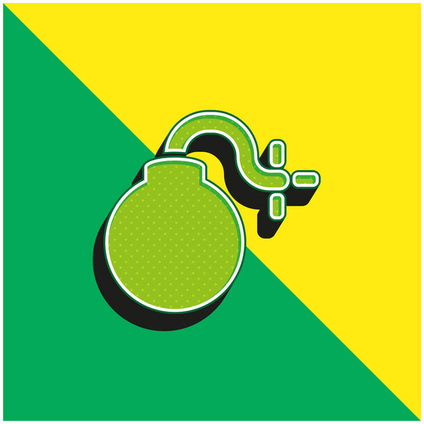 Бомба с горящим взрывателем Зеленый и желтый современный 3d векторный логотип