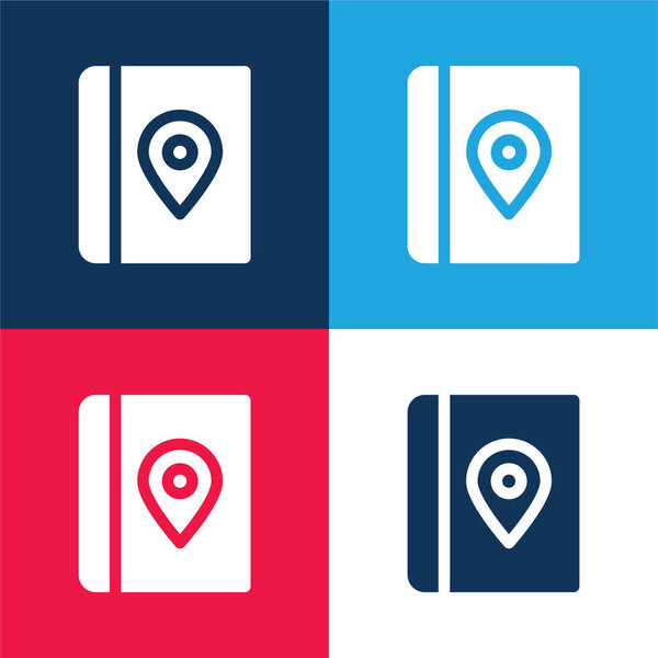 Book blue and red four color minimal icon set