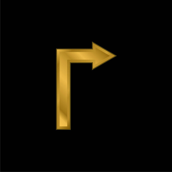 Стрелка прямоугольный угол, чтобы повернуть направо позолоченные иконки или вектор логотипа